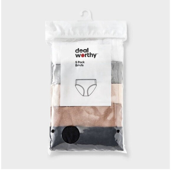 Deal Worthy Briefs Womens XL 5 Pack Underwear Multicolor Neutral Black, NudeWhit - Picture 2 of 5